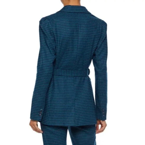 Felicity Belted Houndstooth Wool-Blend Felt Blazer Iris & Ink - Picture 3 of 7